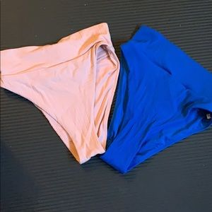 Two pairs of high wasted cheeky swim bottoms